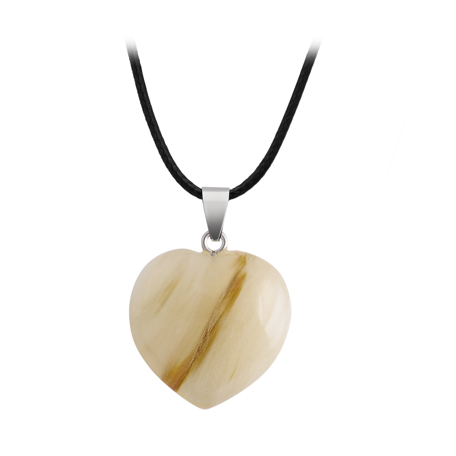 Crystal Heart Drop Pendant Necklace GEMROCKY-Jewelry-Watermelon Stripe Stone-