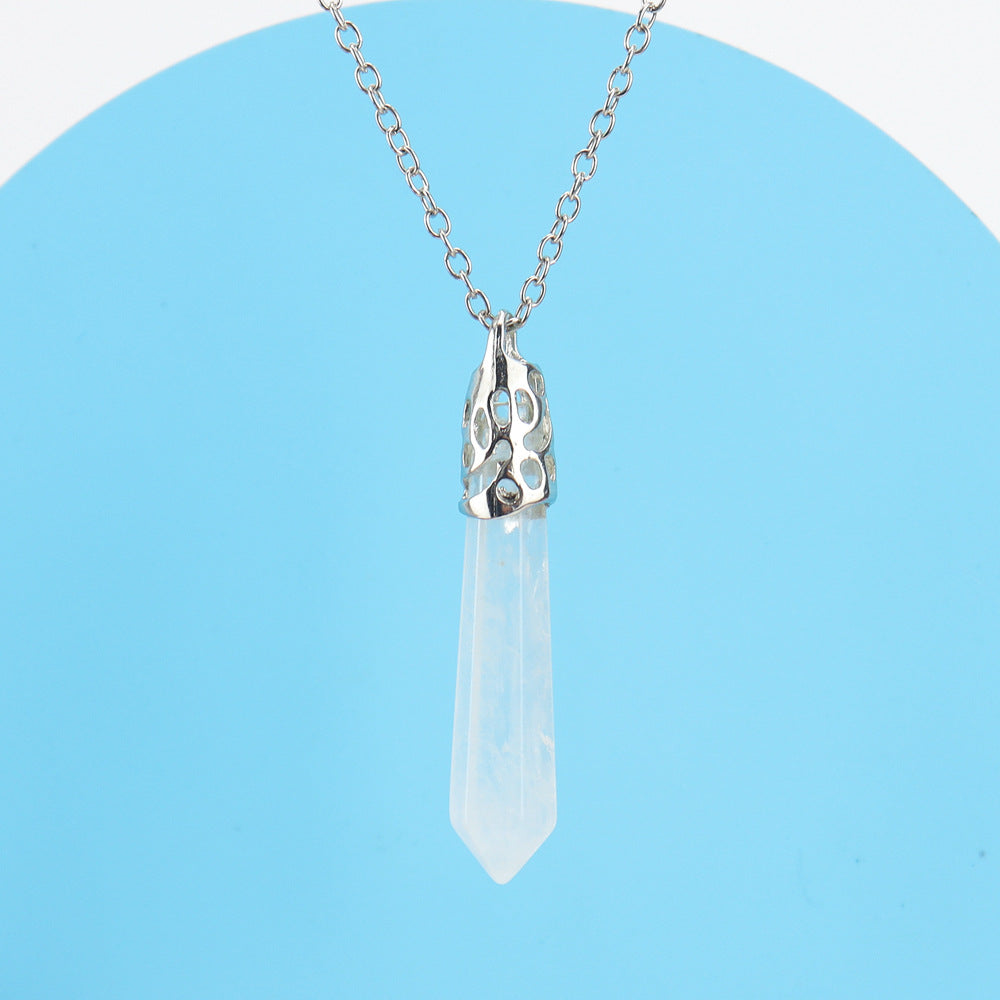 Crystal Hexagonal Prism Pendant Necklaces GEMROCKY-Jewelry-Clear Quartz-