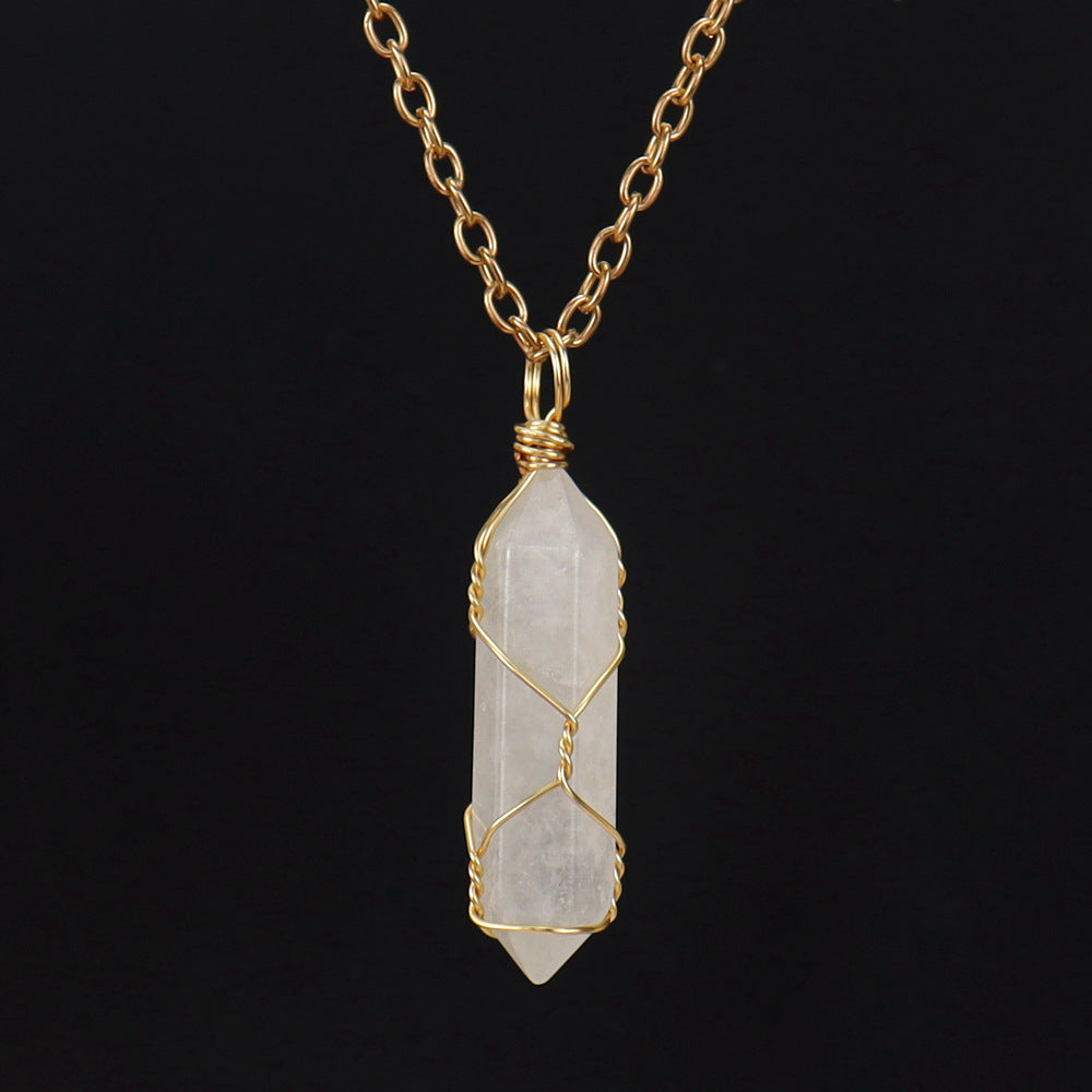 Crystal Hexagonal Prism Pendant Necklaces GEMROCKY-Jewelry-Clear Quartz-