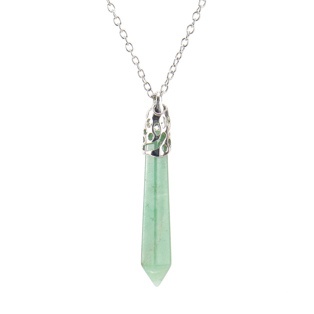 Crystal Hexagonal Prism Pendant Necklaces GEMROCKY-Jewelry-Green Aventurine-