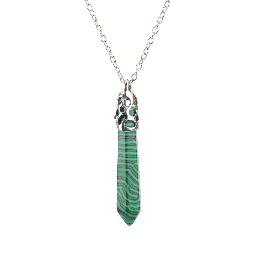 Crystal Hexagonal Prism Pendant Necklaces GEMROCKY-Jewelry-Malachite-