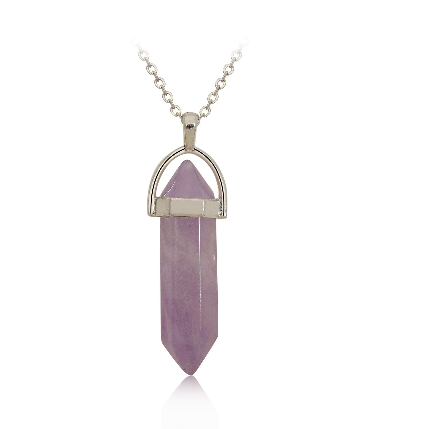 Crystal Hexagonal Wand Pendant Necklaces GEMROCKY-Jewelry-Amethyst-