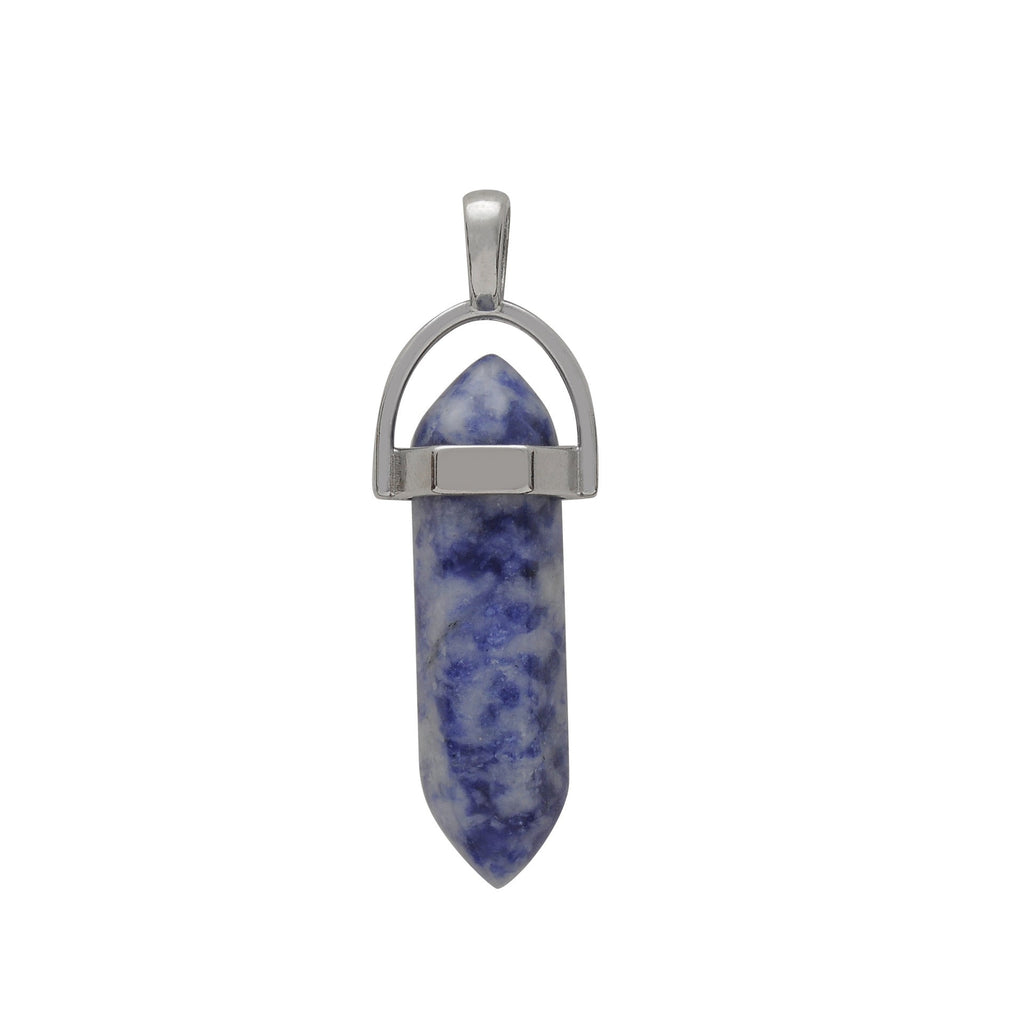 Crystal Hexagonal Wand Pendant Necklaces GEMROCKY-Jewelry-Blue Spot Stone-