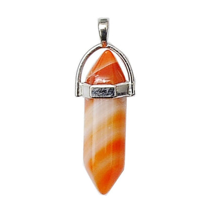 Crystal Hexagonal Wand Pendant Necklaces GEMROCKY-Jewelry-Carnelian-