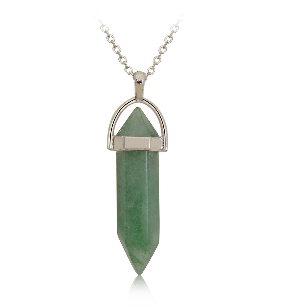 Crystal Hexagonal Wand Pendant Necklaces GEMROCKY-Jewelry-Green Aventurine-