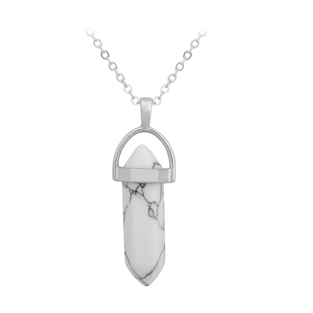 Crystal Hexagonal Wand Pendant Necklaces GEMROCKY-Jewelry-Howlite-