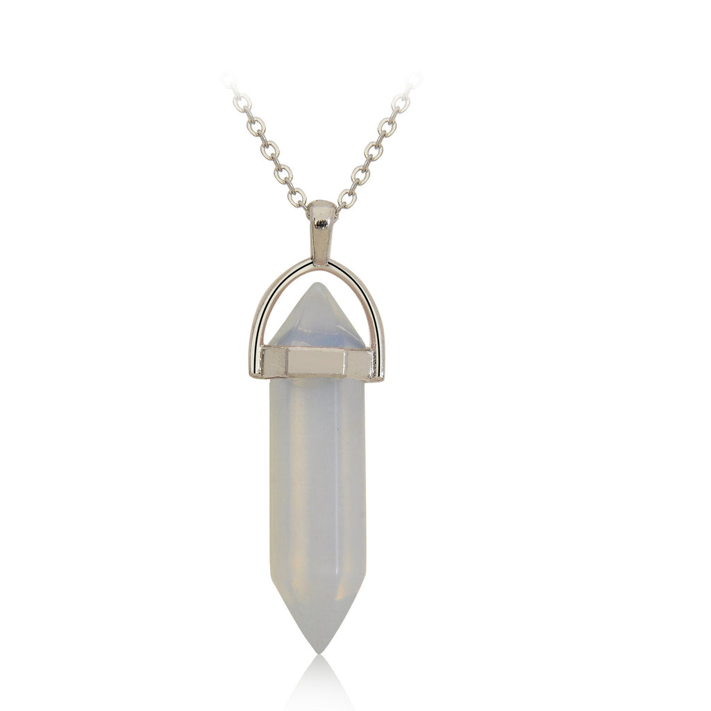 Crystal Hexagonal Wand Pendant Necklaces GEMROCKY-Jewelry-Opalite-