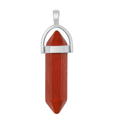 Crystal Hexagonal Wand Pendant Necklaces GEMROCKY-Jewelry-Red Jasper-