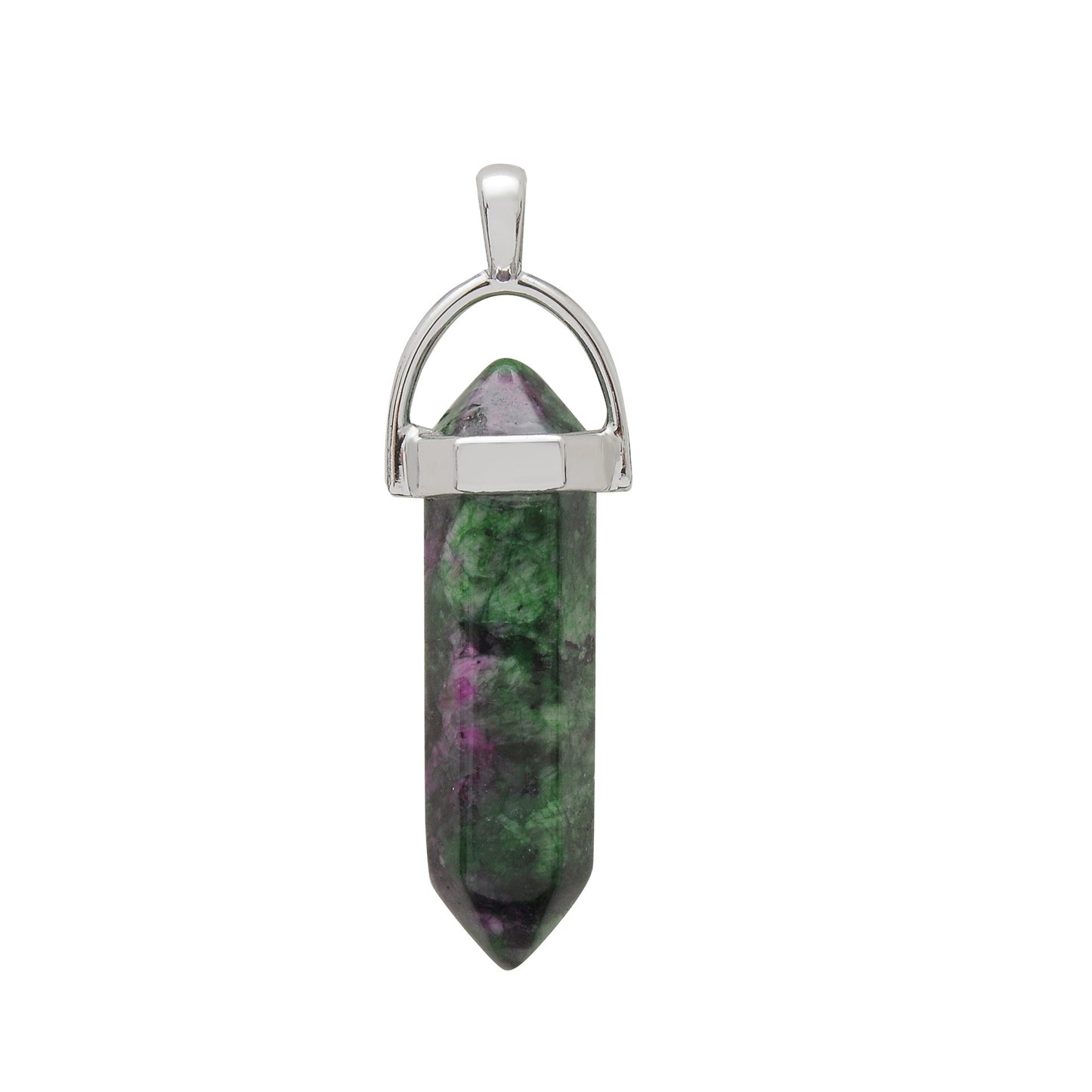 Crystal Hexagonal Wand Pendant Necklaces GEMROCKY-Jewelry-Ruby Zoisite-