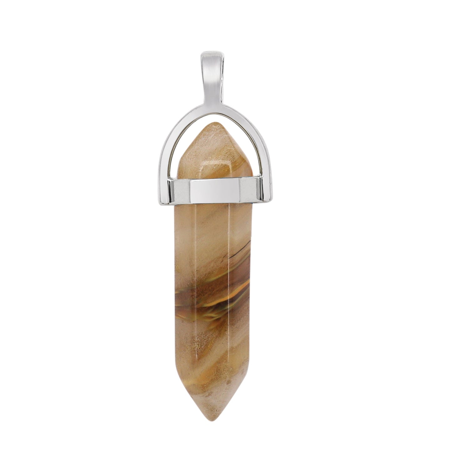 Crystal Hexagonal Wand Pendant Necklaces GEMROCKY-Jewelry-Yellow Stripe Agate-