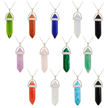 Crystal Hexagonal Wand Pendant Necklaces GEMROCKY-Jewelry-