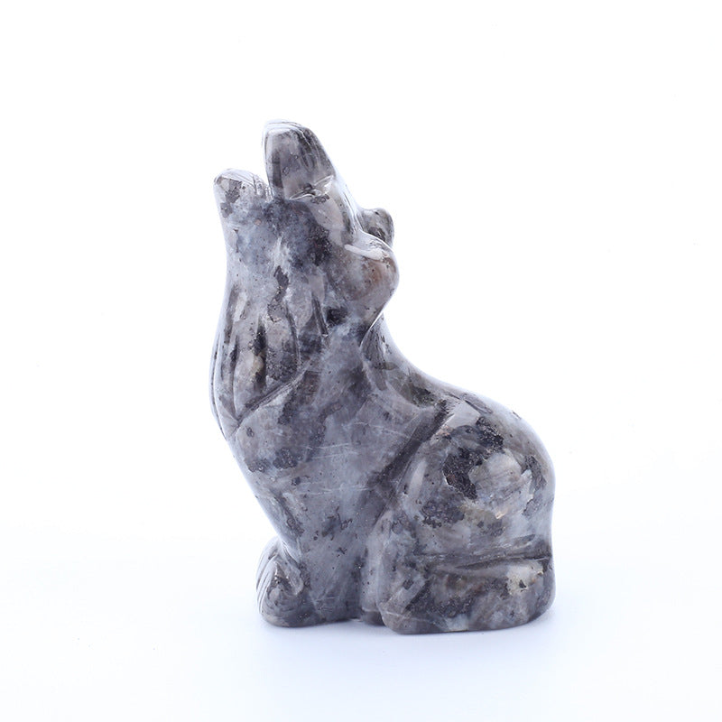 Crystal Howling Wolf 2 Inch Carvings GEMROCKY-Carvings-Larvikite-