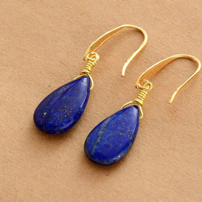 Crystal Lapis Lazuli Waterdrop Eardrop Earrings GEMROCKY-Jewelry-