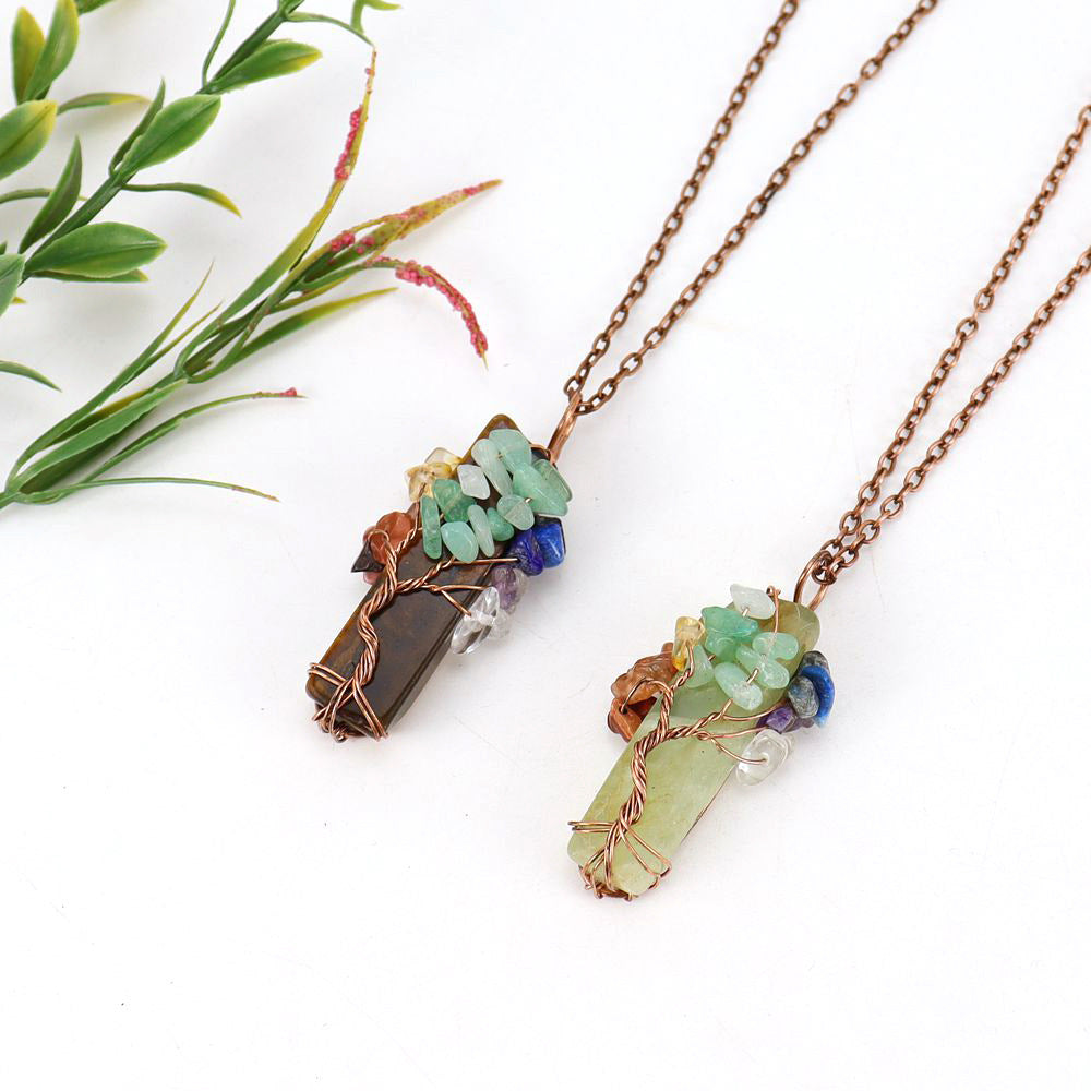 Crystal Life Tree Cuboid Pendant Necklaces GEMROCKY-Jewelry-