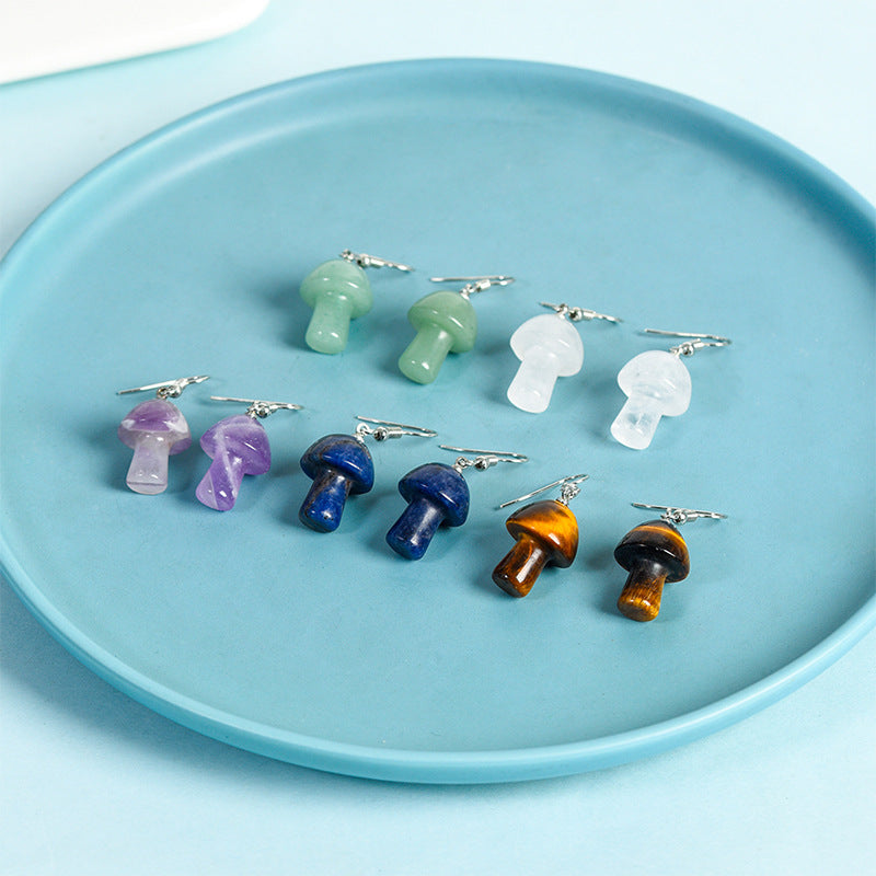 Crystal Mini Mushroom Eardrop Earrings GEMROCKY-Jewelry-