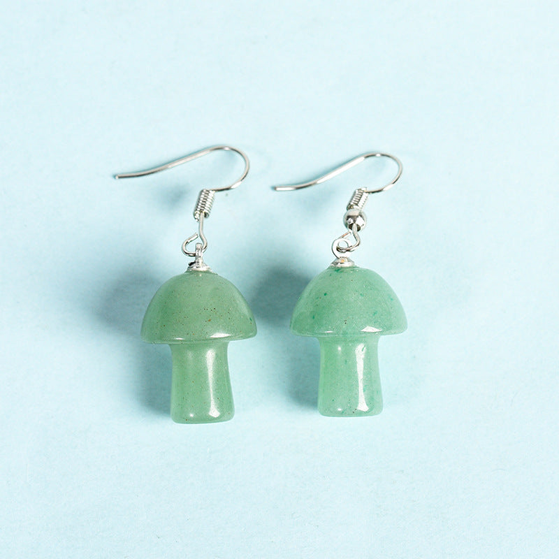 Crystal Mini Mushroom Eardrop Earrings GEMROCKY-Jewelry-Green Aventurine-