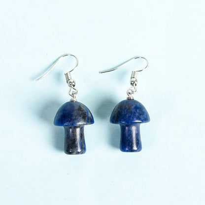 Crystal Mini Mushroom Eardrop Earrings GEMROCKY-Jewelry-Sodalite-