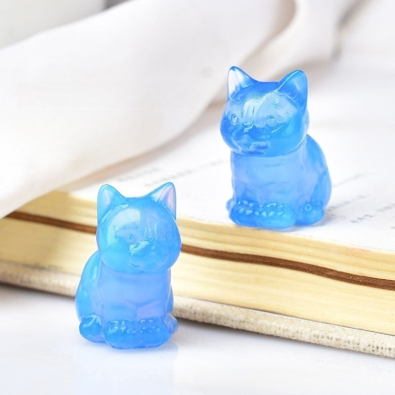 Crystal Multi Material Cat 3cm Carvings GEMROCKY-Carvings-Blue Opalite-