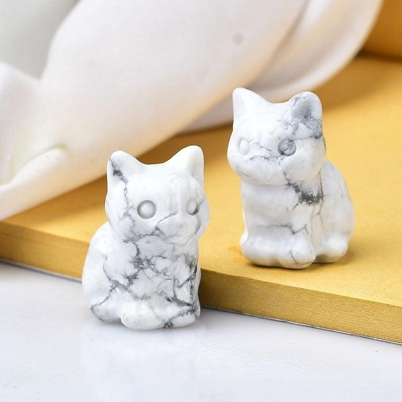 Crystal Multi Material Cat 3cm Carvings GEMROCKY-Carvings-Howlite-