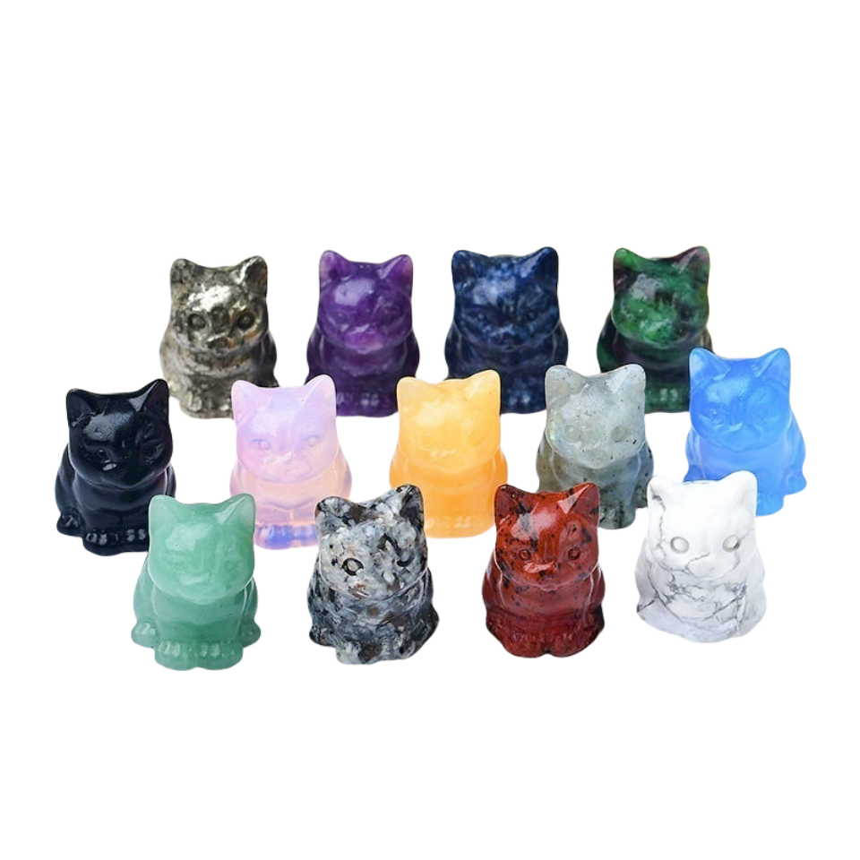 Crystal Multi Material Cat 3cm Carvings GEMROCKY-Carvings-