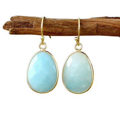 Crystal Oval Drop Eardrop Earrings GEMROCKY-Jewelry-Amazonite-