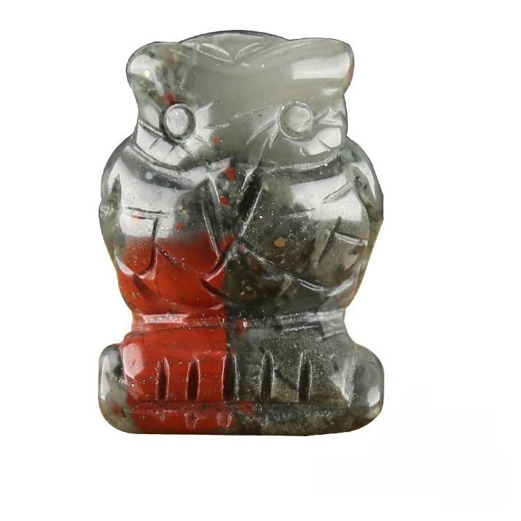 Crystal Owl 2 Inch Carvings GEMROCKY-Carvings-African Blood Stone-