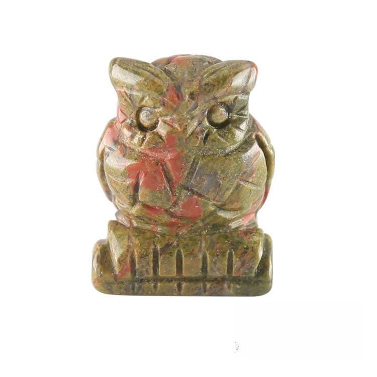 Crystal Owl 2 Inch Carvings GEMROCKY-Carvings-Unakite-