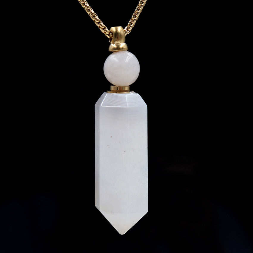 Crystal Perfume Fragrance Hexagonal Pendant Necklaces GEMROCKY-Jewelry-Gray Agate-