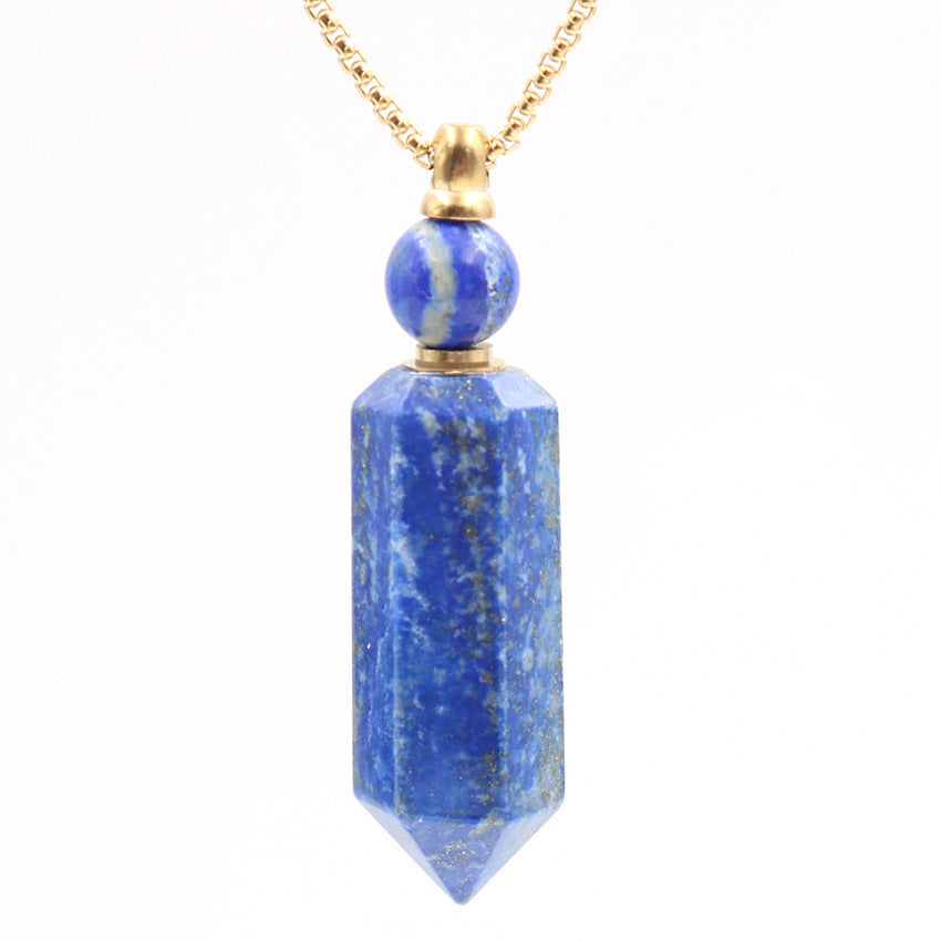 Crystal Perfume Fragrance Hexagonal Pendant Necklaces GEMROCKY-Jewelry-Lapis Lazuli-