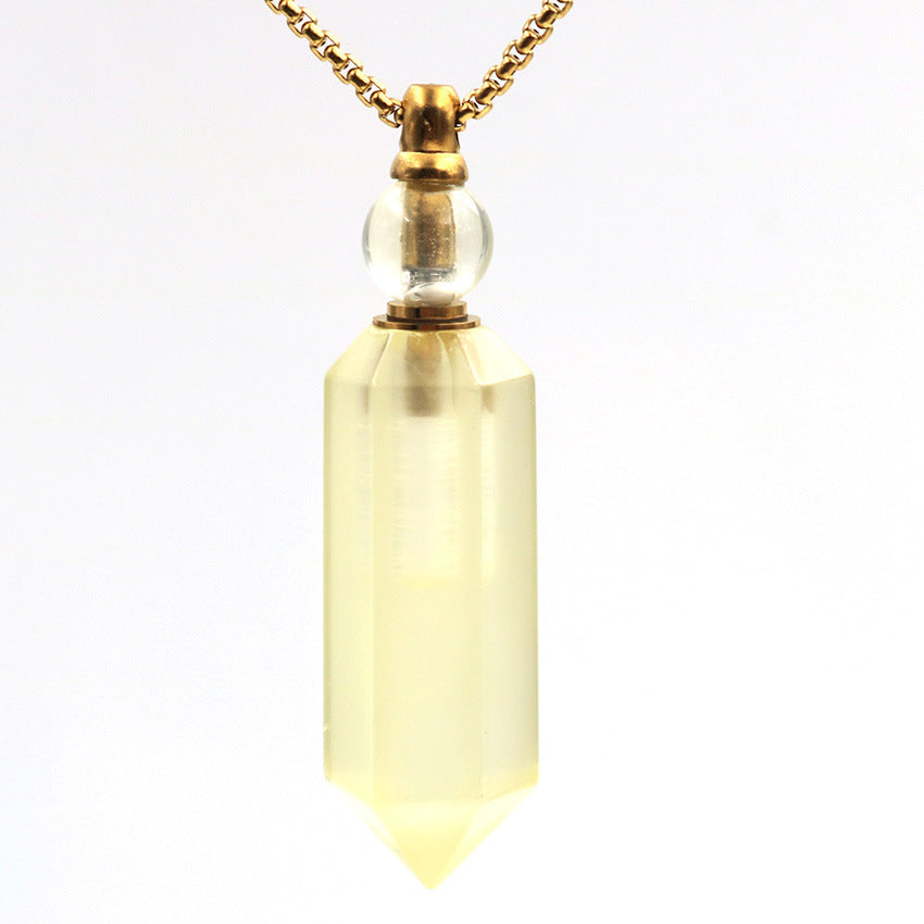 Crystal Perfume Fragrance Hexagonal Pendant Necklaces GEMROCKY-Jewelry-Lemon Quartz-