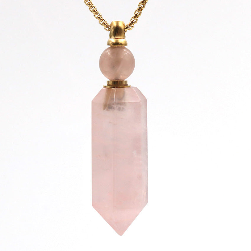 Crystal Perfume Fragrance Hexagonal Pendant Necklaces GEMROCKY-Jewelry-Rose Quartz-