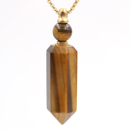 Crystal Perfume Fragrance Hexagonal Pendant Necklaces GEMROCKY-Jewelry-Tiger Eye Stone-