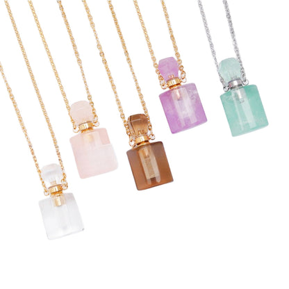 Crystal Perfume Fragrance Mini Bottle Cylinder Pendant Necklaces GEMROCKY-Jewelry-