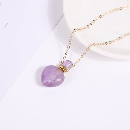 Crystal Perfume Fragrance Mini Bottle Heart Pendant Necklaces GEMROCKY-Jewelry-Amethyst-