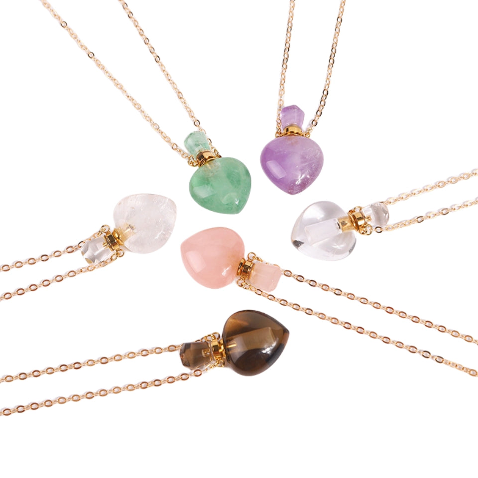 Crystal Perfume Fragrance Mini Bottle Heart Pendant Necklaces GEMROCKY-Jewelry-