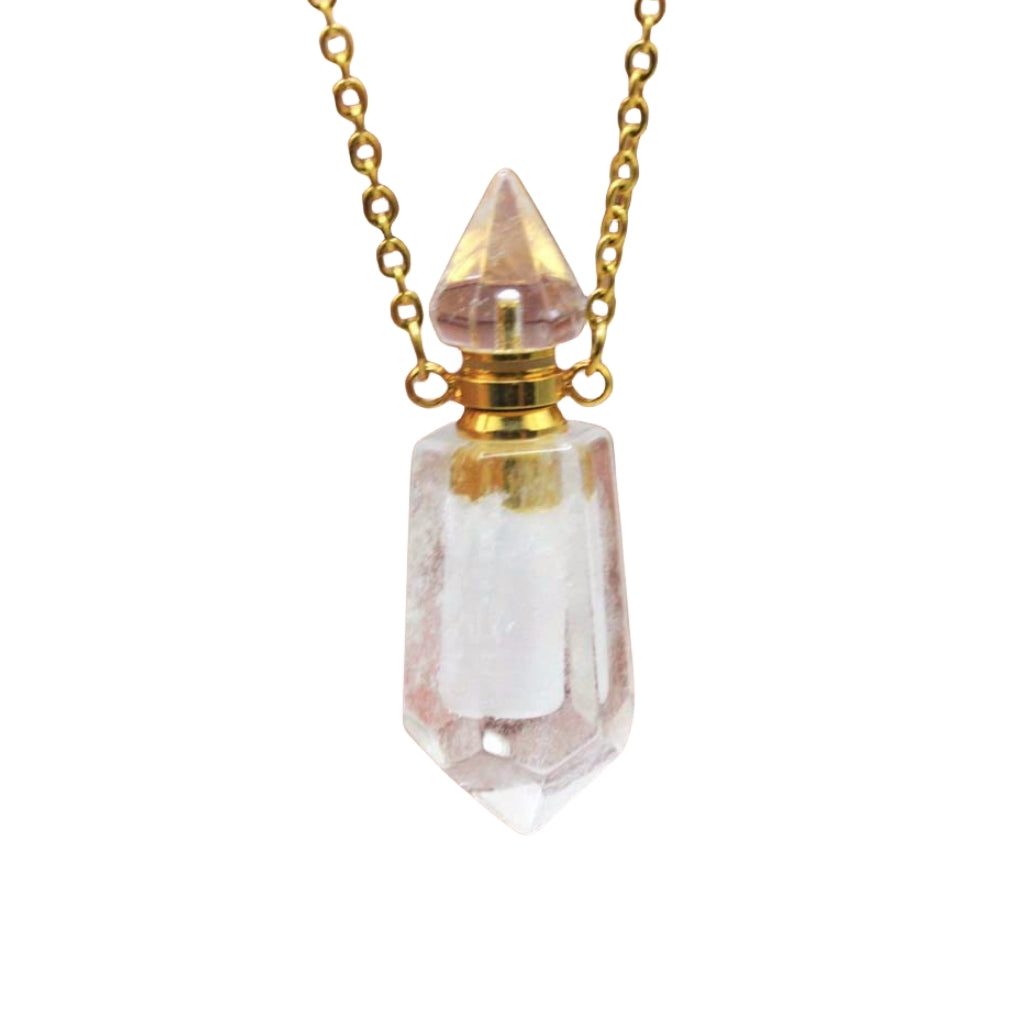 Crystal Perfume Fragrance Mini Pendant Necklaces GEMROCKY-Jewelry-Clear Quartz-