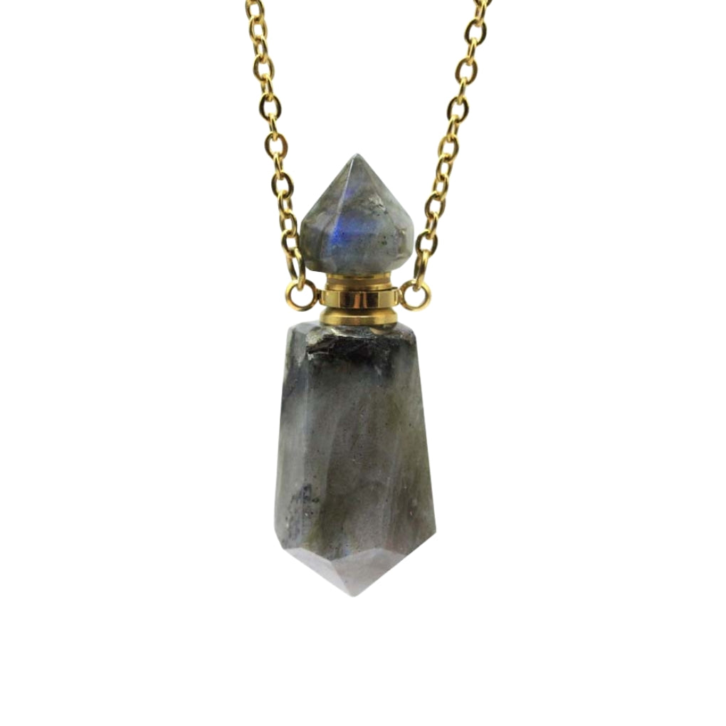 Crystal Perfume Fragrance Mini Pendant Necklaces GEMROCKY-Jewelry-Labradorite-