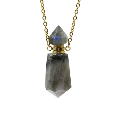 Crystal Perfume Fragrance Mini Pendant Necklaces GEMROCKY-Jewelry-Labradorite-