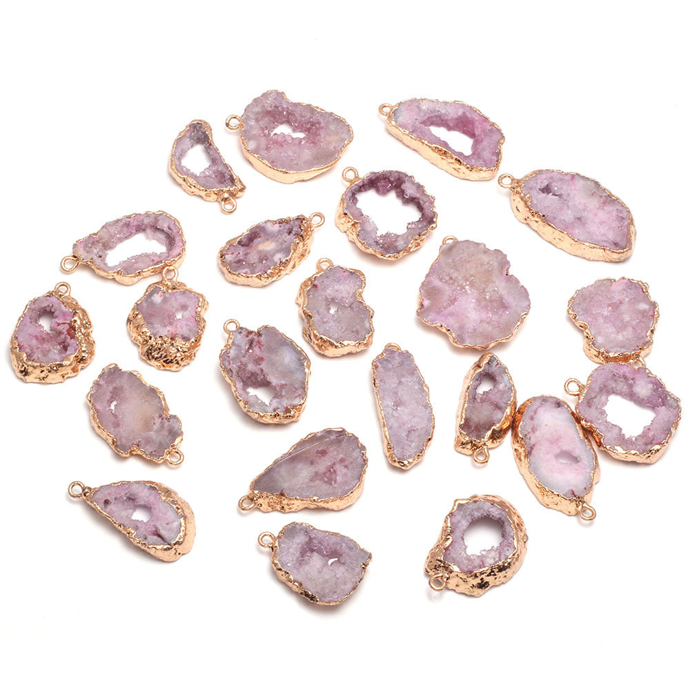 Crystal Pink Agate Geode Pendants GEMROCKY-Jewelry-