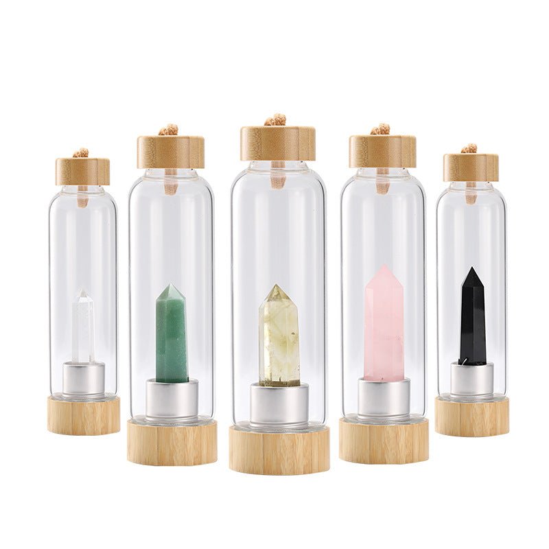 Crystal Point Wand Obelisk Bamboo Water Bottles GEMROCKY-Decoration-