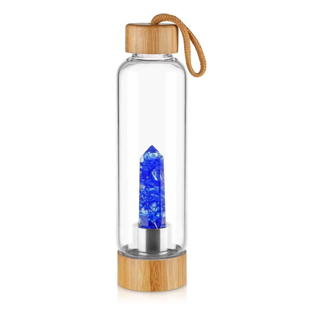 Crystal Point Wand Obelisk Bamboo Water Bottles GEMROCKY-Decoration-Blue Melting Stone-