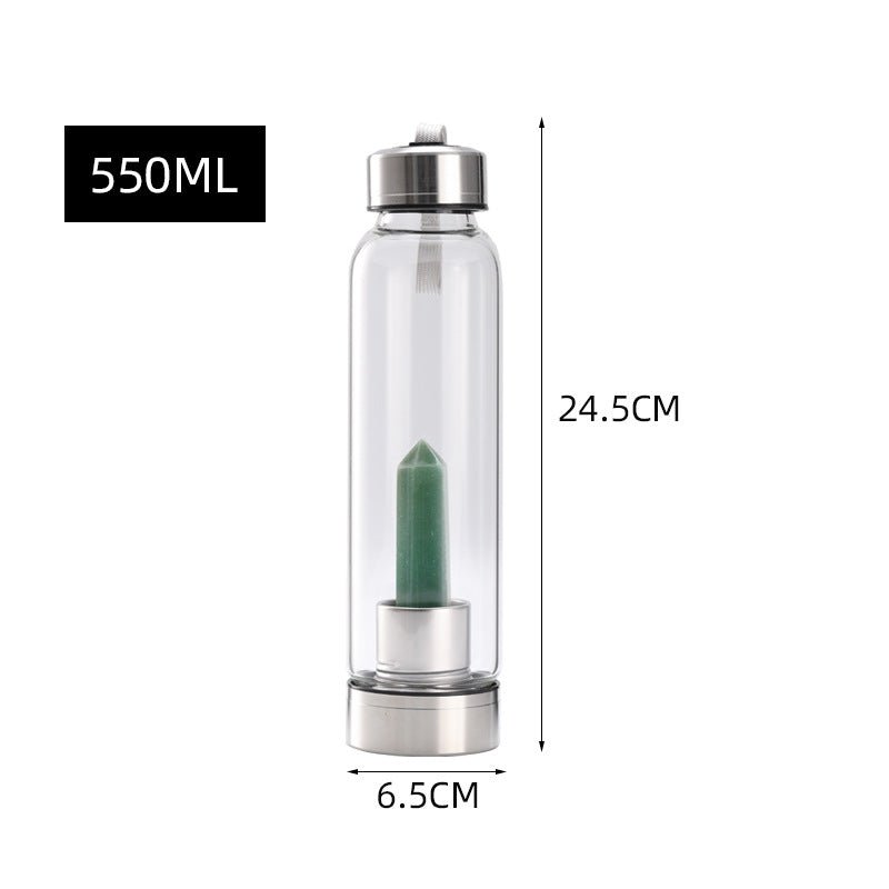 Crystal Point Wand Obelisk Stainless Steel Water Bottles GEMROCKY-Decoration-Green Aventurine-