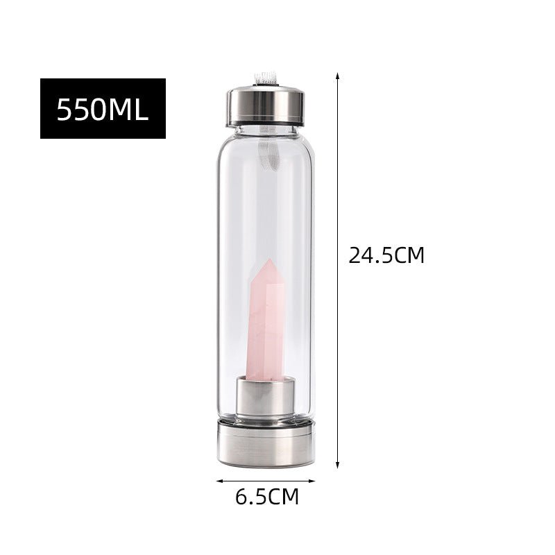 Crystal Point Wand Obelisk Stainless Steel Water Bottles GEMROCKY-Decoration-Rose Quartz-