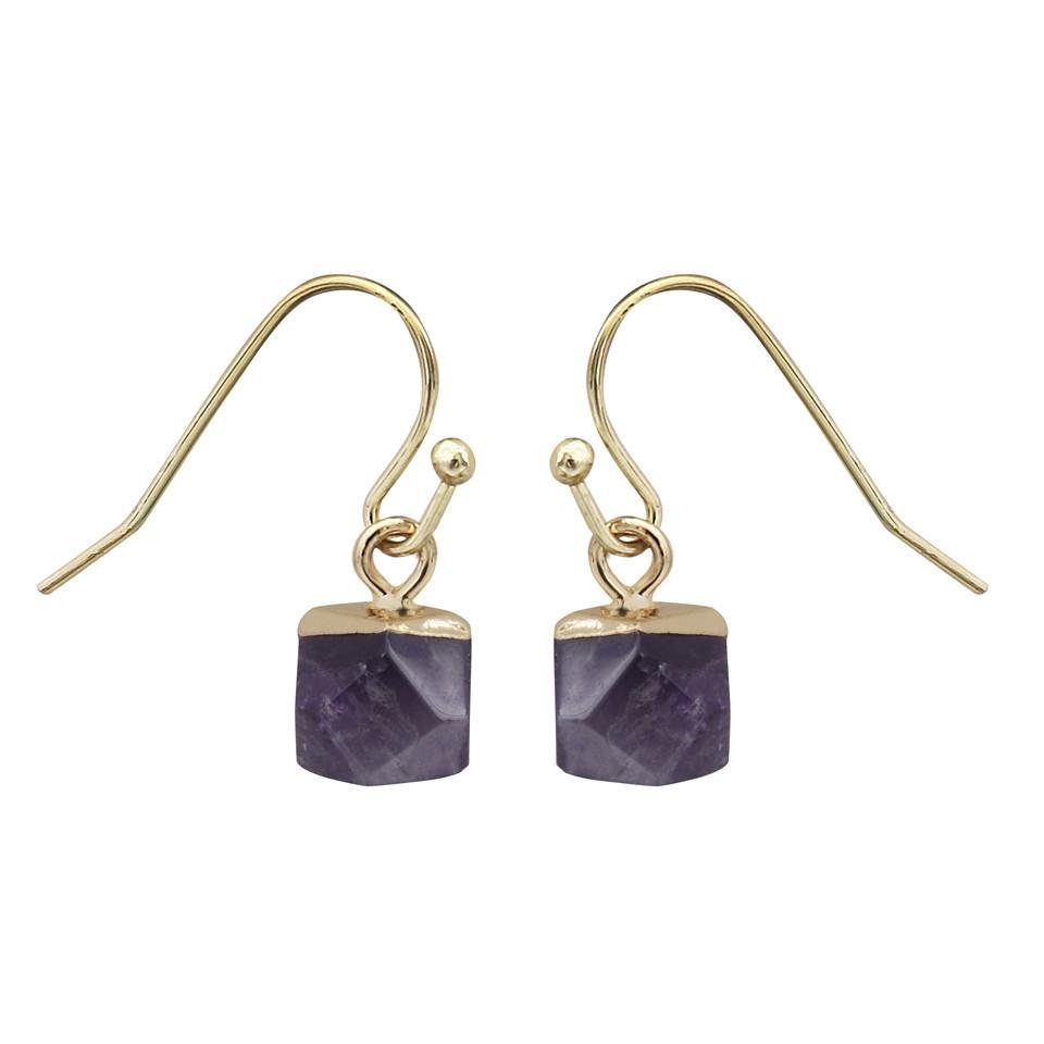 Crystal Polyhedron Earrings GEMROCKY-Jewelry-Amethyst-