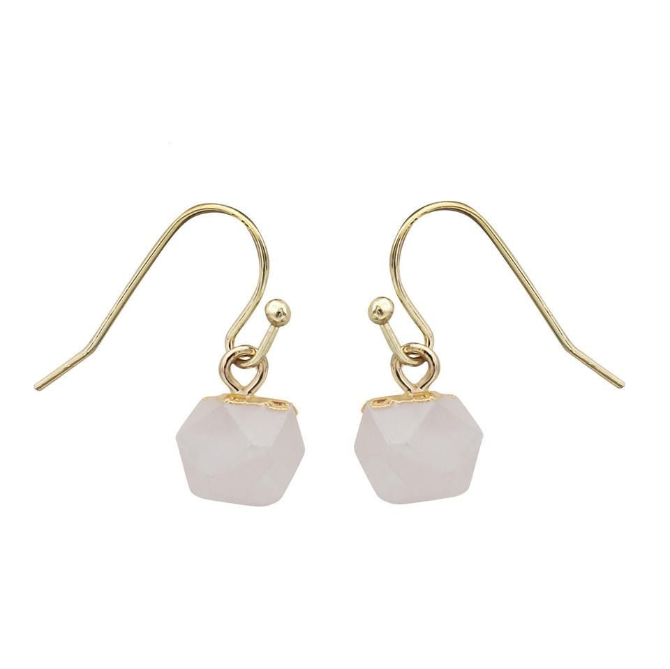 Crystal Polyhedron Earrings GEMROCKY-Jewelry-Rose Quartz-