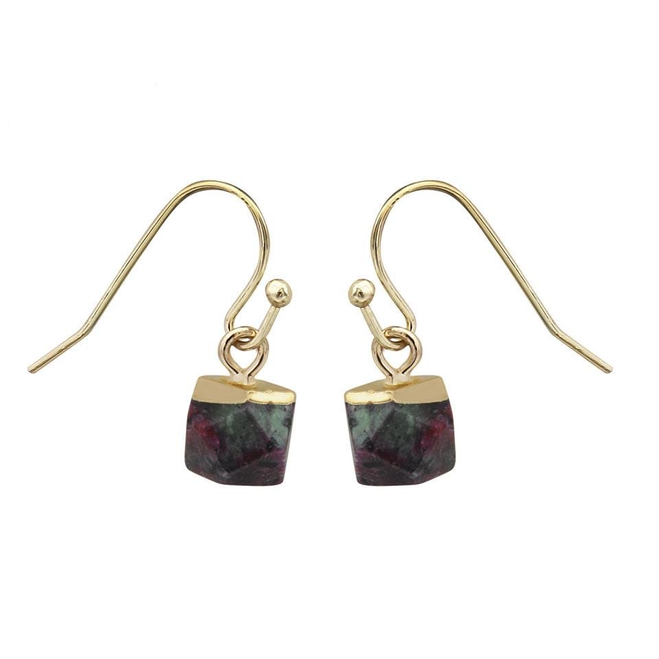 Crystal Polyhedron Earrings GEMROCKY-Jewelry-Ruby Zoisite-