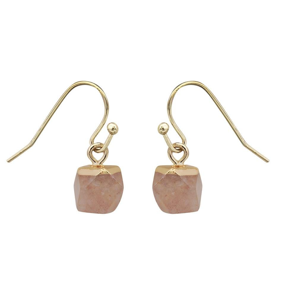 Crystal Polyhedron Earrings GEMROCKY-Jewelry-Strawberry Quartz-