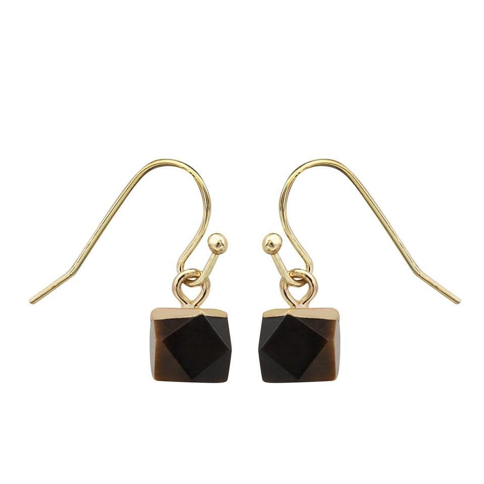 Crystal Polyhedron Earrings GEMROCKY-Jewelry-Tiger Eye Stone-