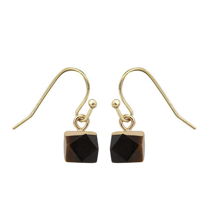 Crystal Polyhedron Earrings GEMROCKY-Jewelry-Tiger Eye Stone-