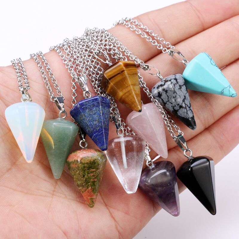 Crystal Pyramid Drop Necklaces GEMROCKY-Jewelry-